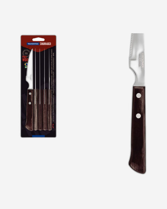 Tramontina 6-Piece Kinefe Set with Stainless-Steel Blades and Treated Red Polywood Handles