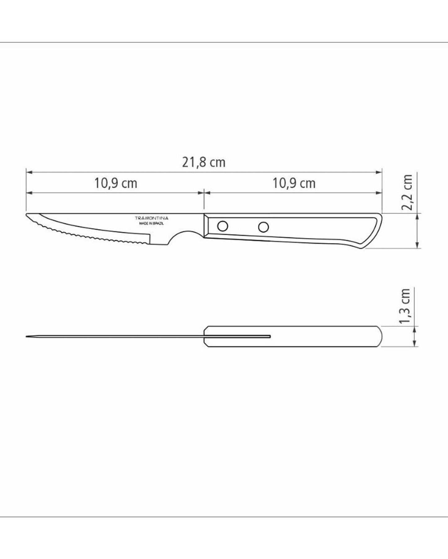 Tramontina 6-Piece Kinefe Set with Stainless-Steel Blades and Treated Red Polywood Handles