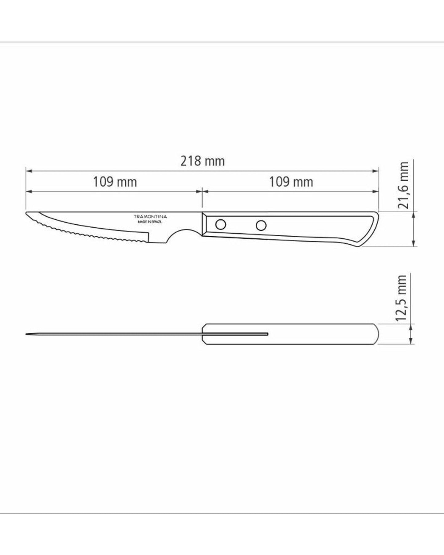 Tramontina 6-Piece Kinefe Set with Stainless-Steel Blades and Treated Red Polywood Handles