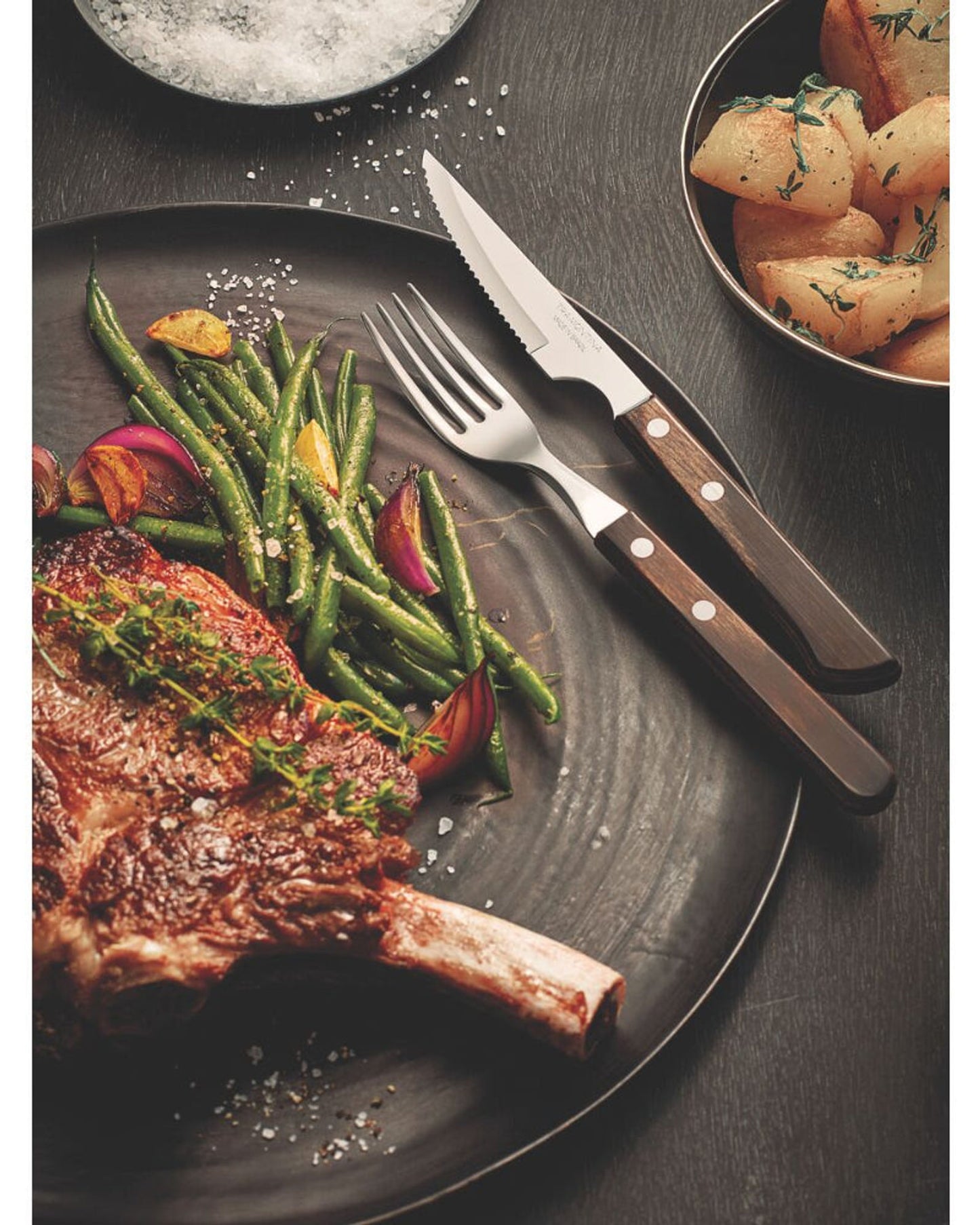 Tramontina Churrasco Table Fork with Stainless-Steel Tines and Treated Brown Polywood Handle