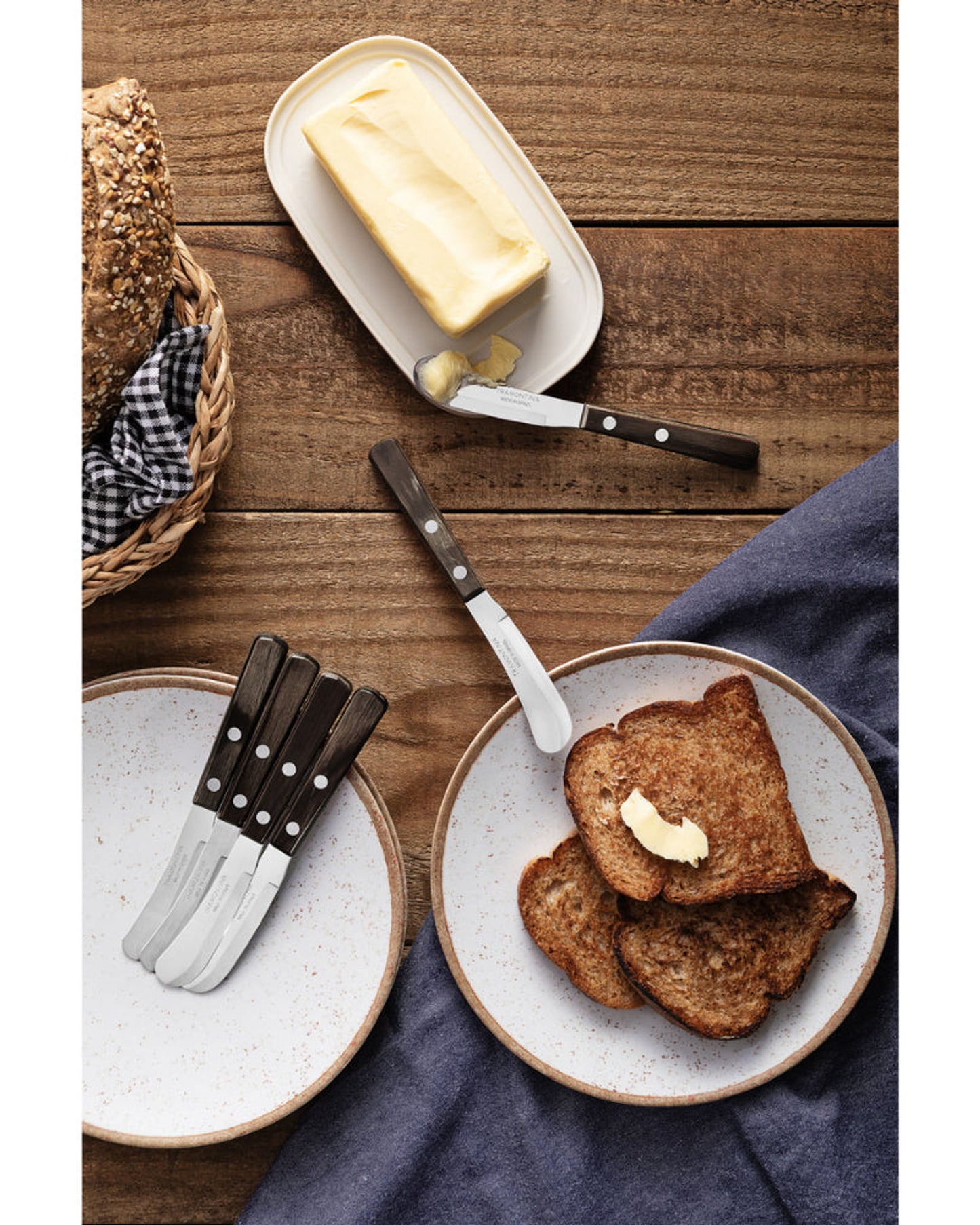 Tramontina Butter Knife with Stainless-Steel Blade and Brown Polywood Treated-Wood Handle 3"