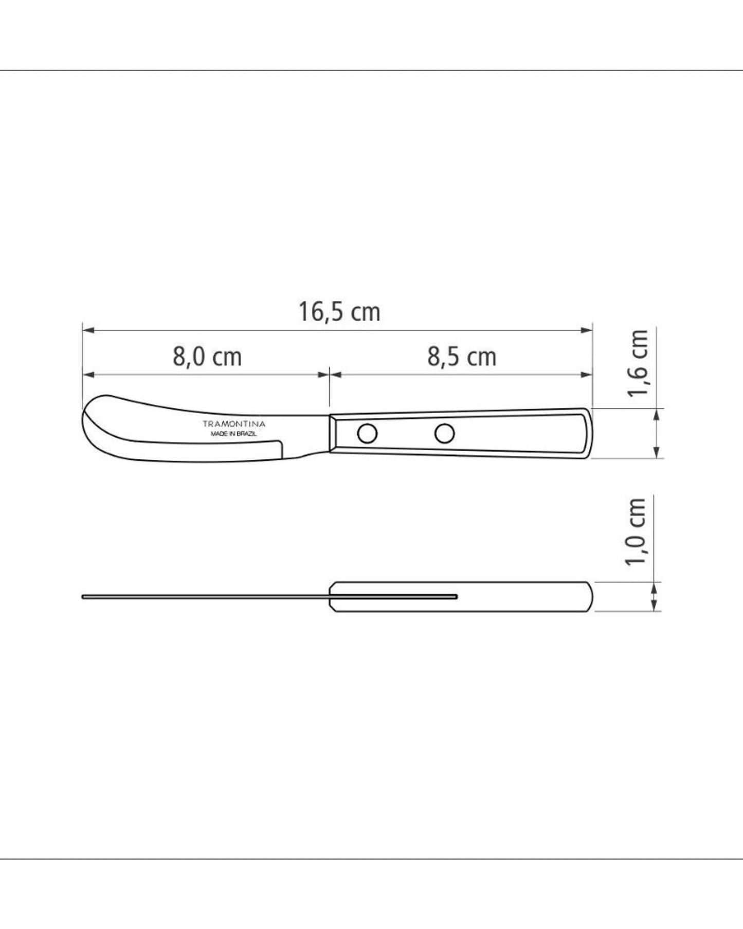 Tramontina Butter Knife with Stainless-Steel Blade and Brown Polywood Treated-Wood Handle 3"