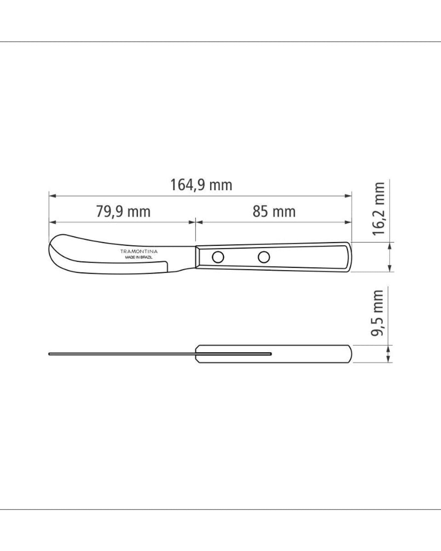 Tramontina Butter Knife with Stainless-Steel Blade and Brown Polywood Treated-Wood Handle 3"