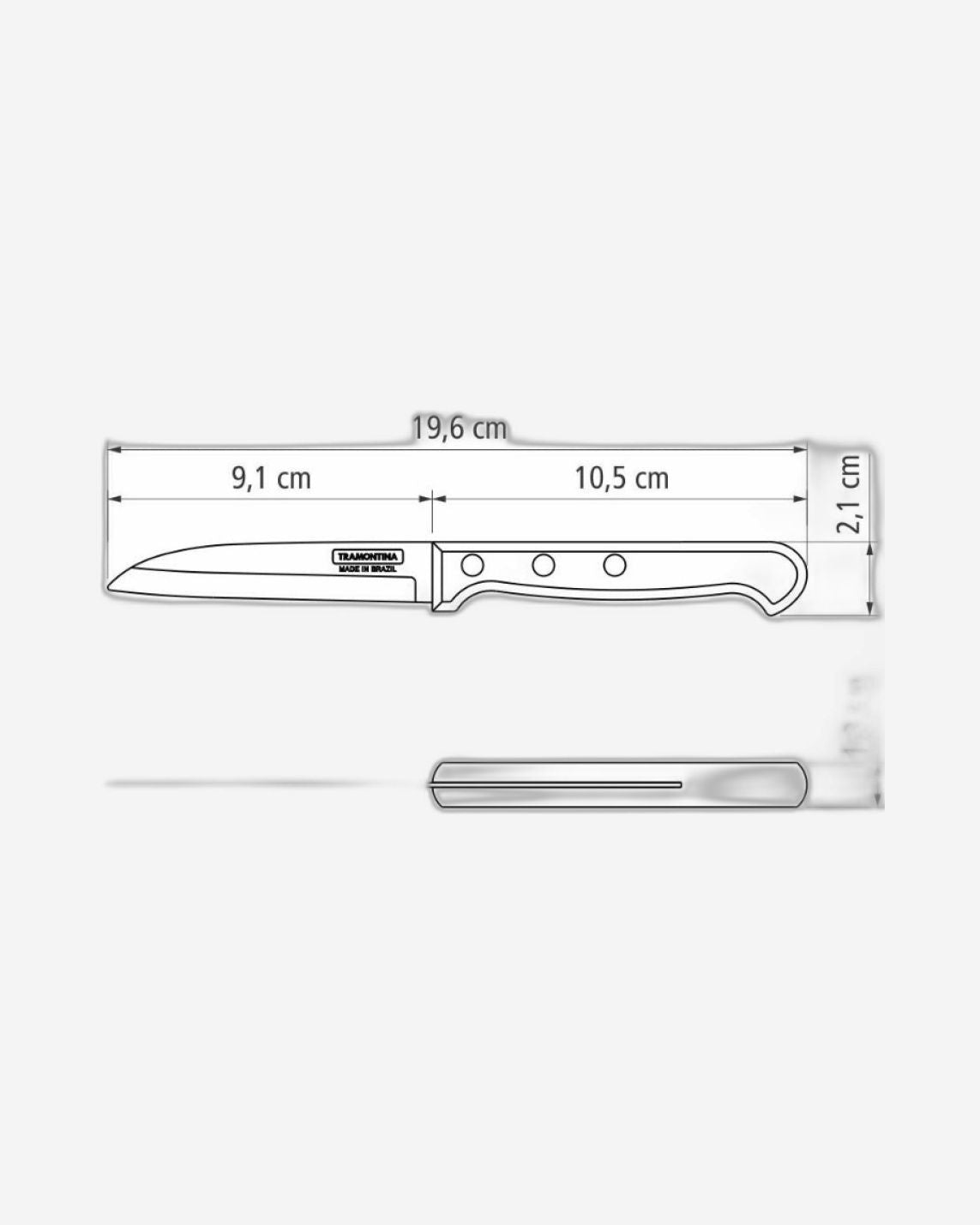 Tramontina Polywood 3" Vegetable and Fruit Knife with Stainless-Steel Blade and Red Treated Wood Handle