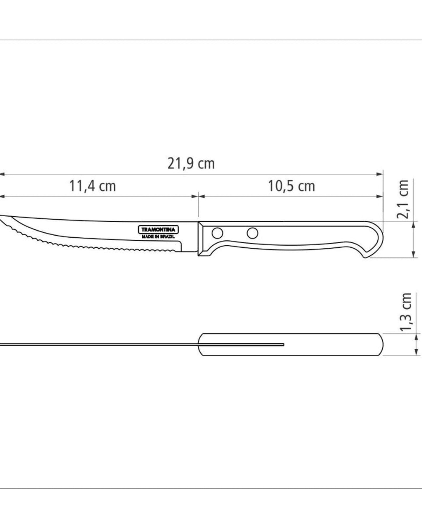Tramontina Polywood 5" Steak and Fruit Knife with Stainless-Steel Blade and Red Treated Wood Handle