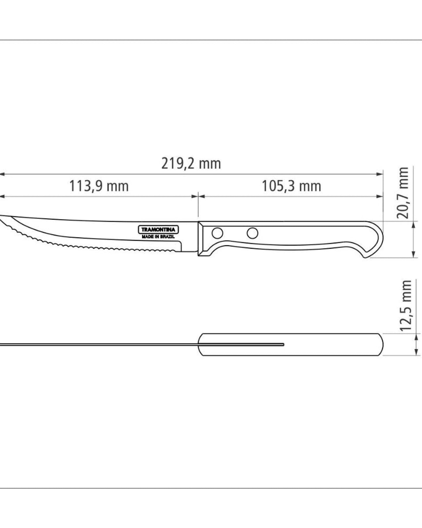 Tramontina Polywood 5" Steak and Fruit Knife with Stainless-Steel Blade and Red Treated Wood Handle