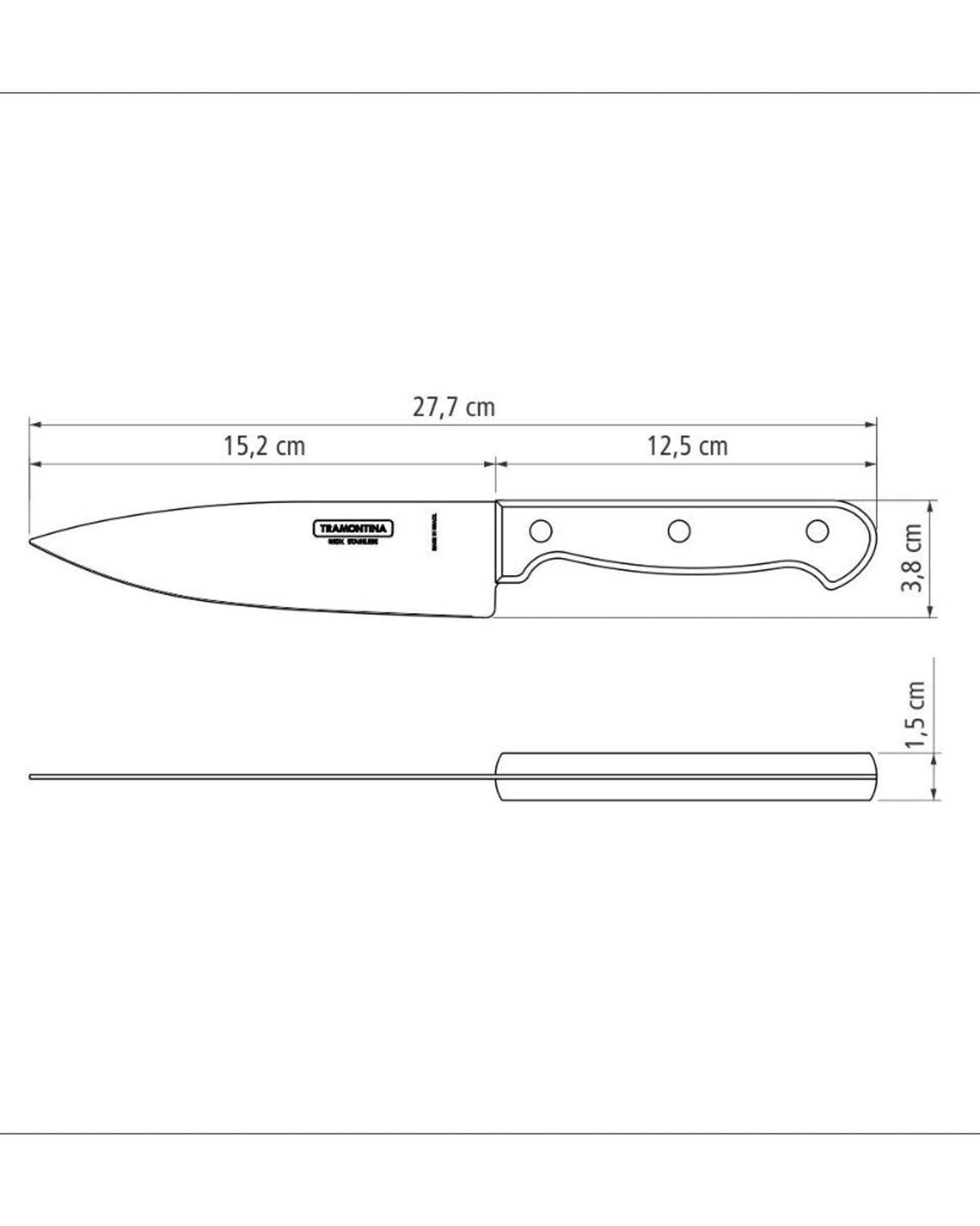 Tramontina Polywood 6" chef's knife with stainless steel blade and red wooden handle