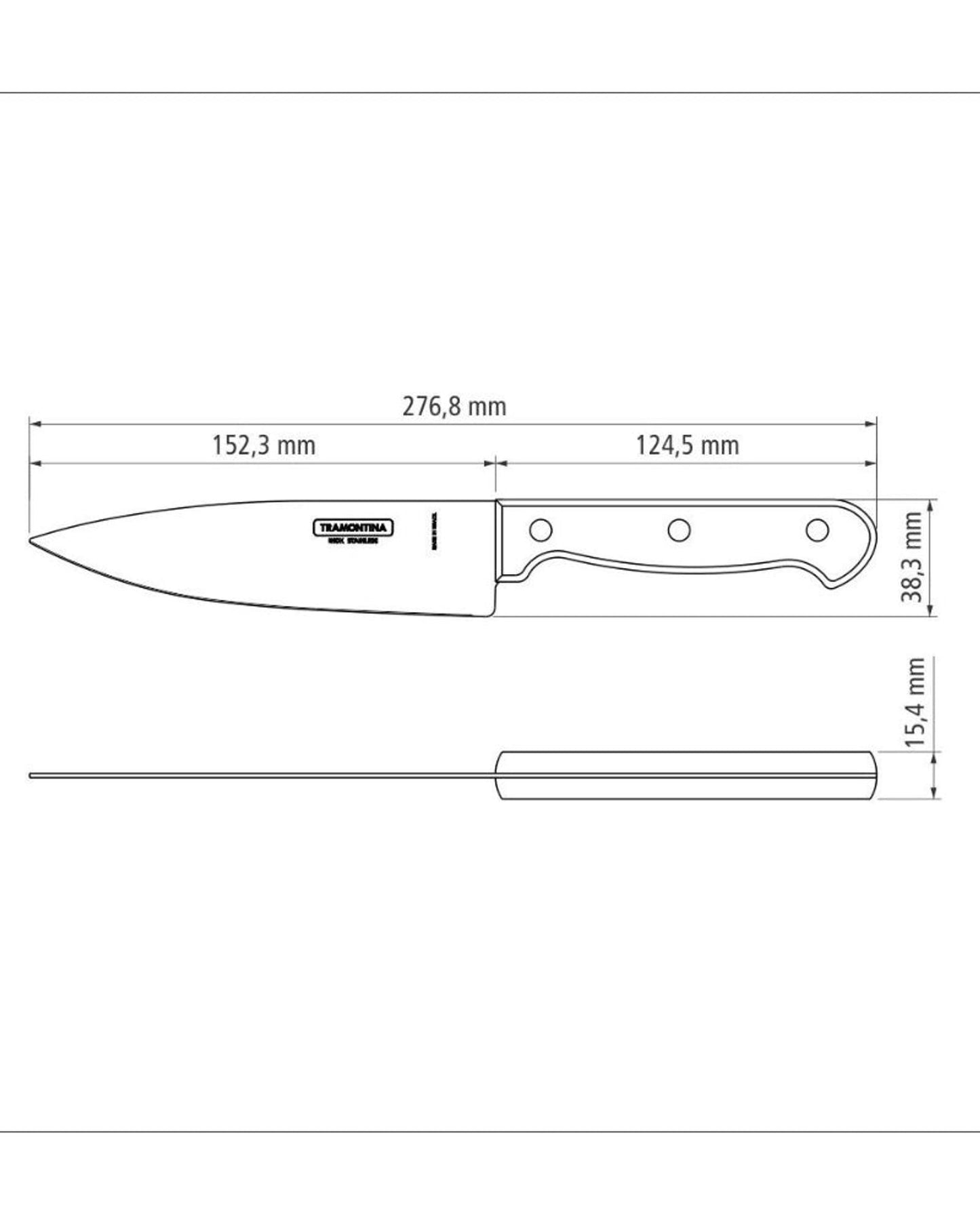 Tramontina Polywood 6" chef's knife with stainless steel blade and red wooden handle