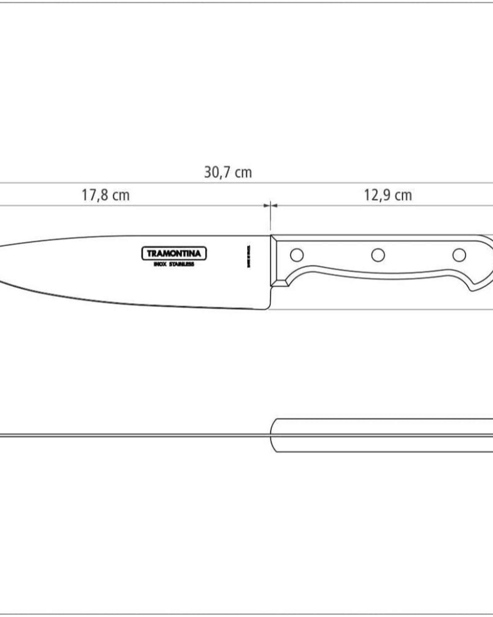 Tramontina Brazil  Polywood 7 Inches Chef Knife with Stainless Steel Blade and Dishwasher Safe Treated Handle