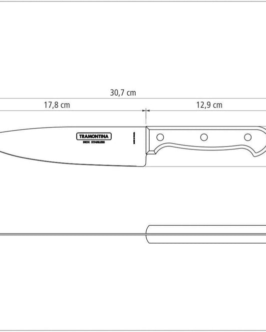 Tramontina Brazil  Polywood 7 Inches Chef Knife with Stainless Steel Blade and Dishwasher Safe Treated Handle