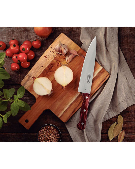Tramontina Polywood 8" Chef´s Knife with Stainless-Steel Blade and Red Treated Wood Handle