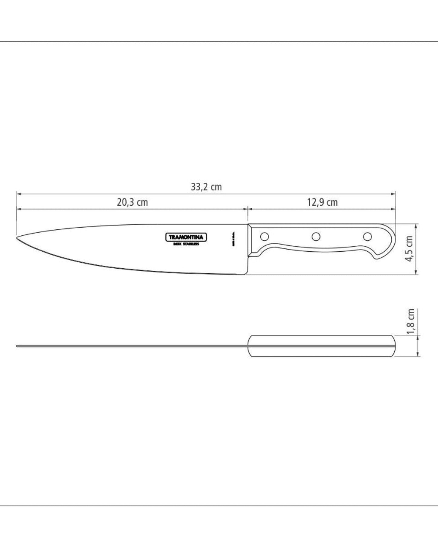 Tramontina Polywood 8" Chef´s Knife with Stainless-Steel Blade and Red Treated Wood Handle