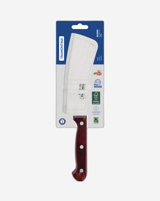 Tramontina Polywood 6" Cleaver with Stainless-Steel Blade and Red Treated Wood Handle