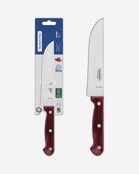 Tramontina Polywood 6" Kitchen Knife with Stainless-Steel Blade and Red Treated Wood Handle