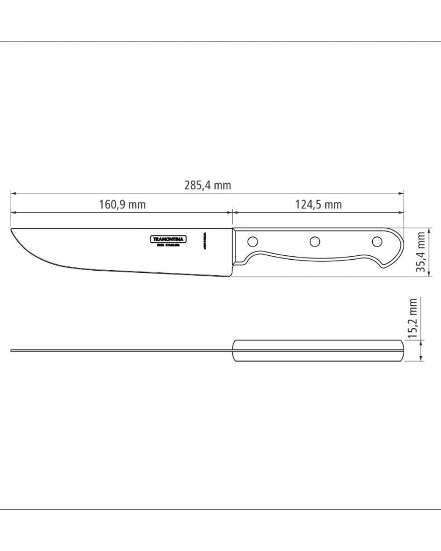 Tramontina Polywood 6" Kitchen Knife with Stainless-Steel Blade and Red Treated Wood Handle