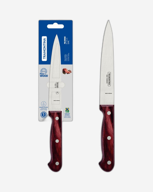 Tramontina Polywood 6" Utility Knife with Stainless Steel Blade and Red Wooden Handle