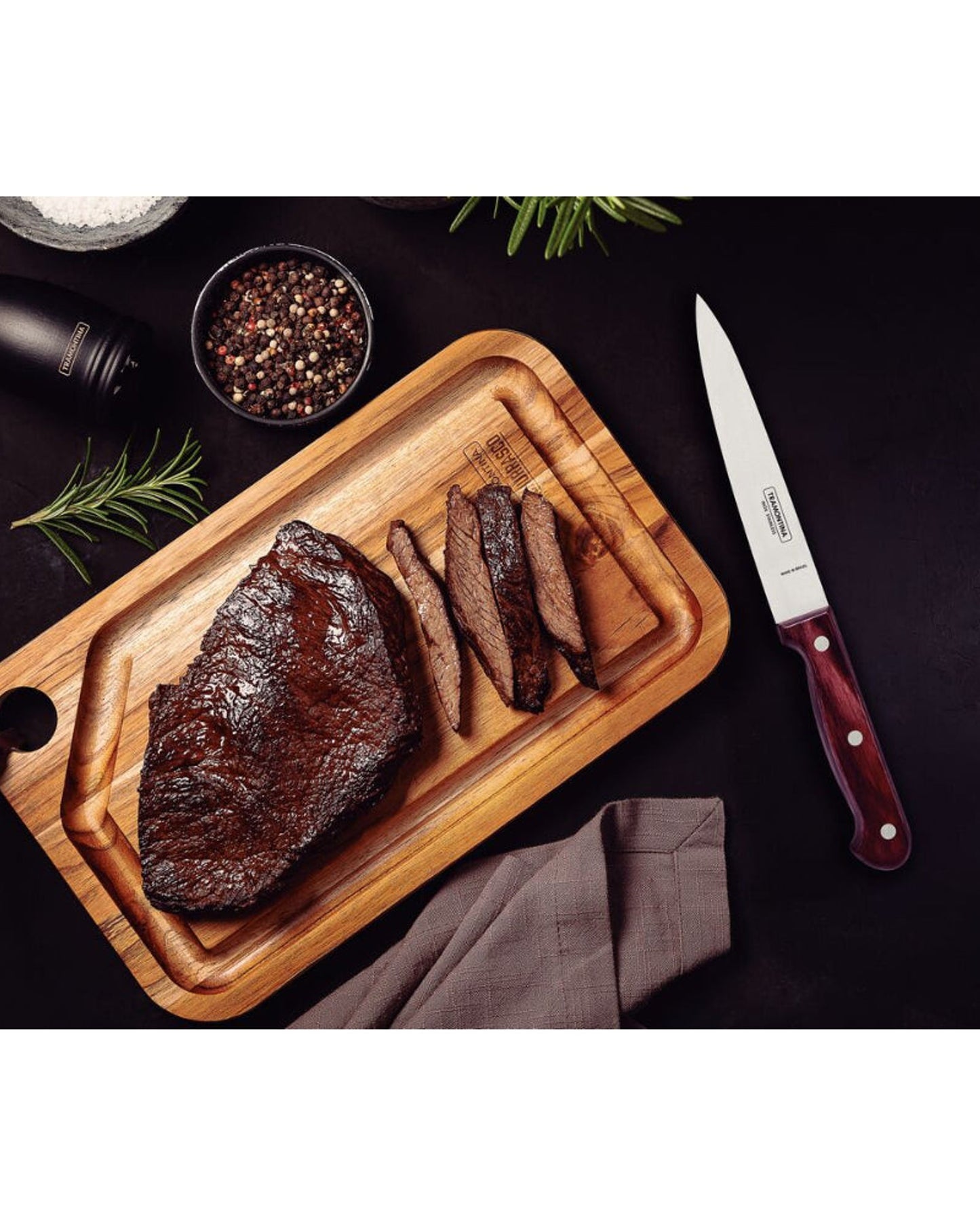 Tramontina Polywood 6" Utility Knife with Stainless Steel Blade and Red Wooden Handle