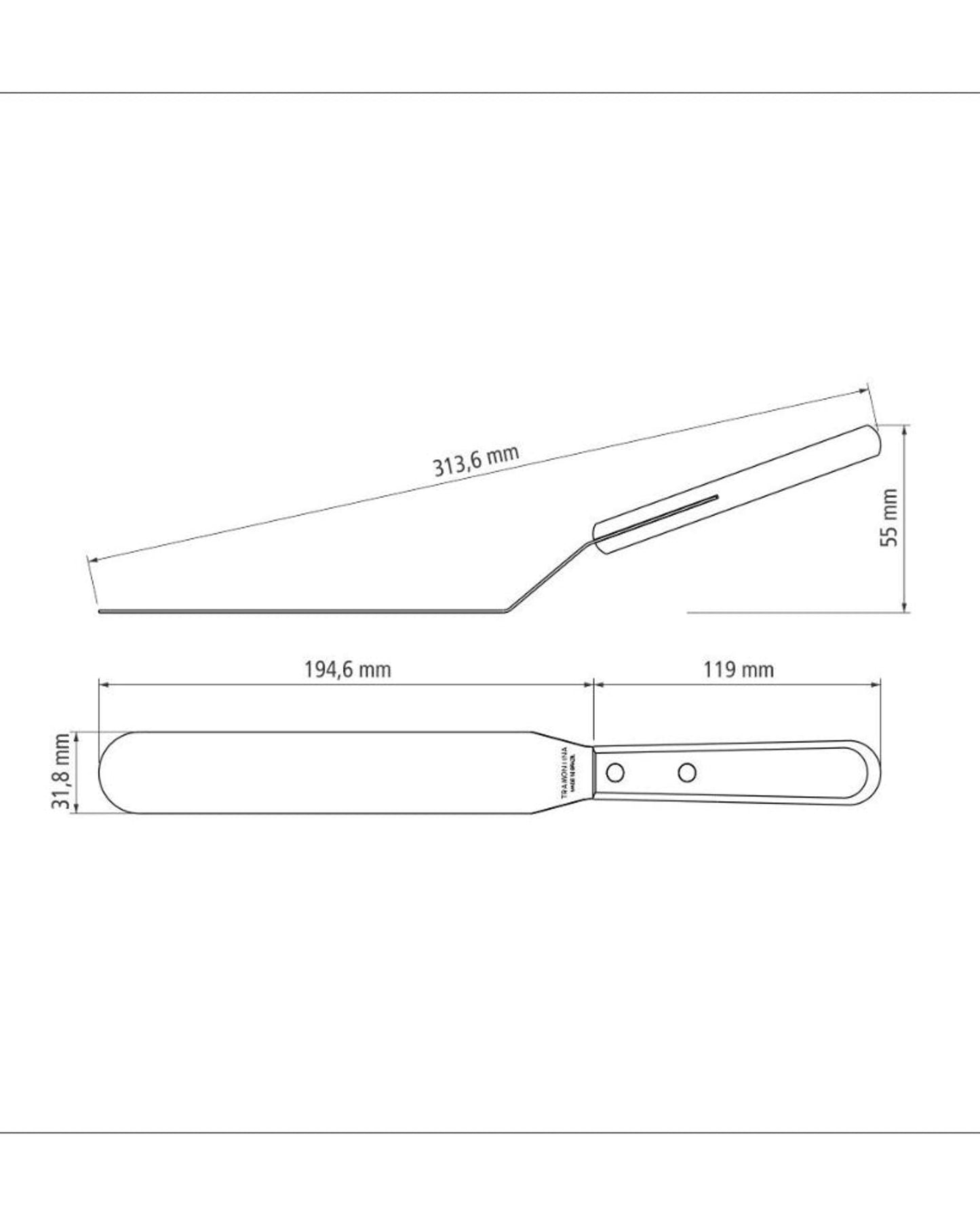 Tramontina Offset Spatula with Stainless-Steel Blade and Treated Red Polywood Handle 7"