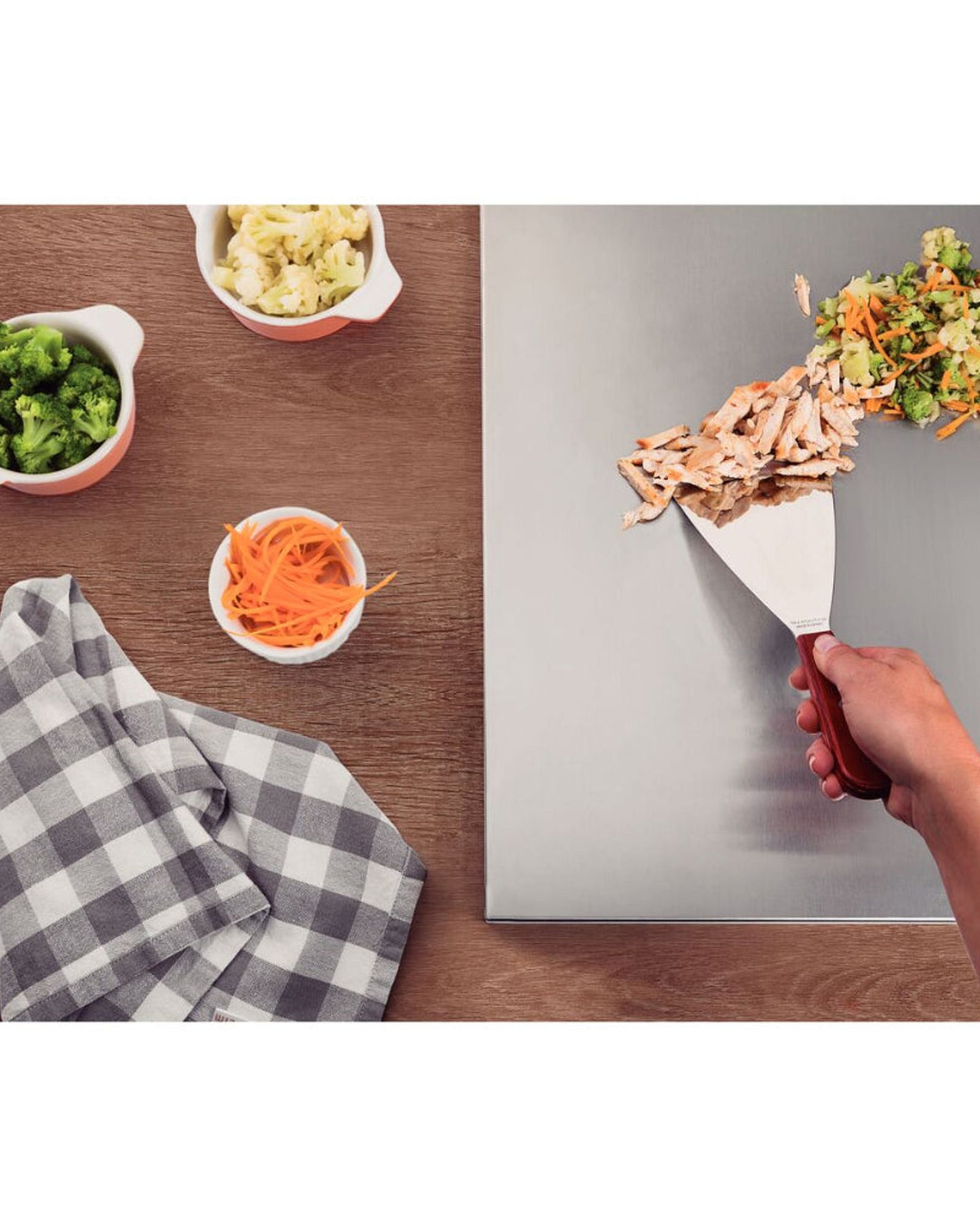 Tramontina Scraping Spatula with Stainless-Steel Blade and Treated Red Polywood Handle 5"