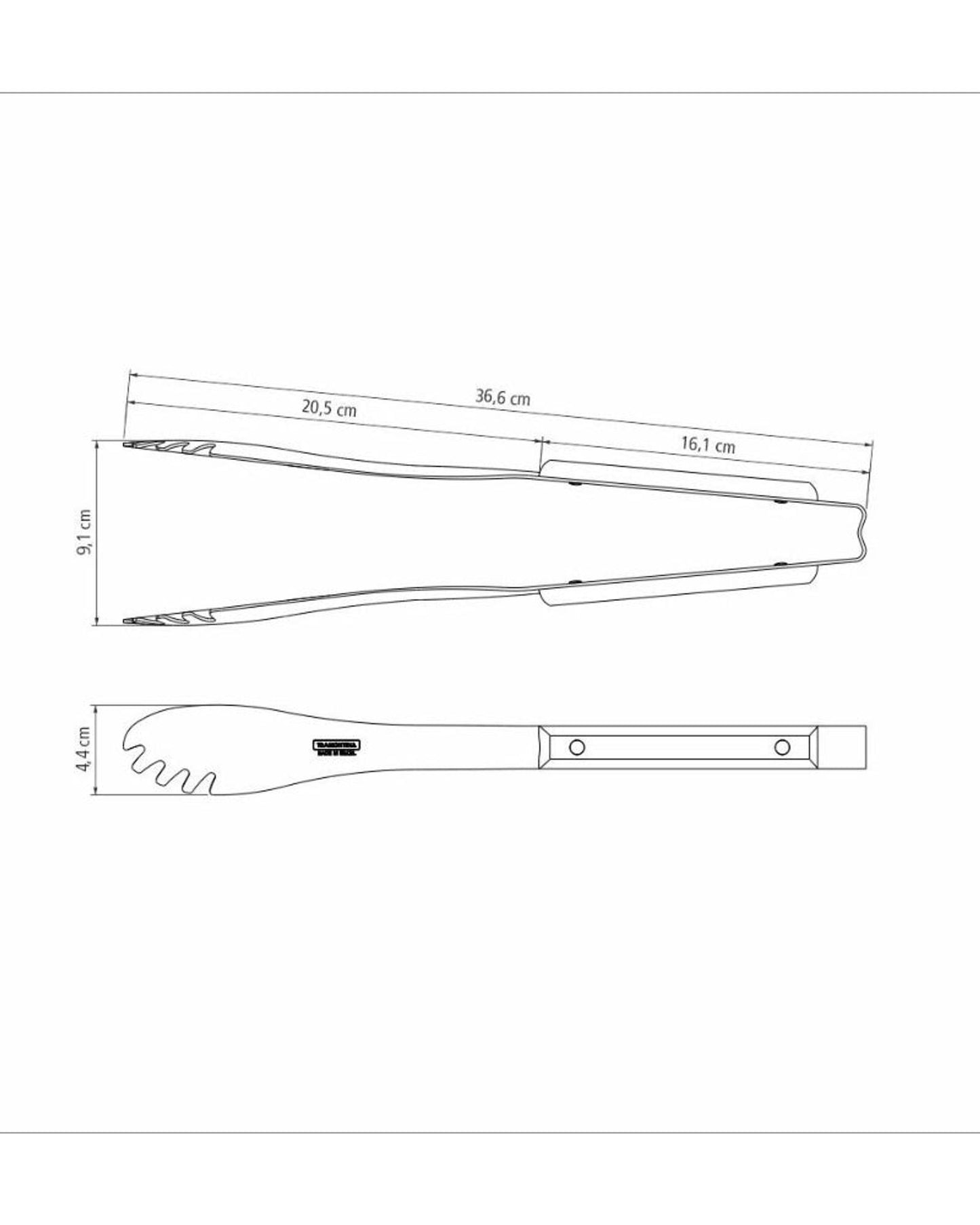 Tramontina Churrasco Meat Tongs with Stainless-Steel Pincers and Treated Brown Polywood Handle