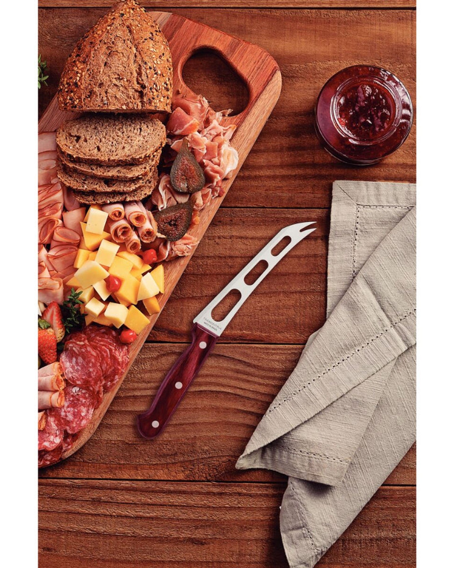 Tramontina Polywood 6" Cheese knife With Stainless-Steel Blade and Red Treated Wood Handle