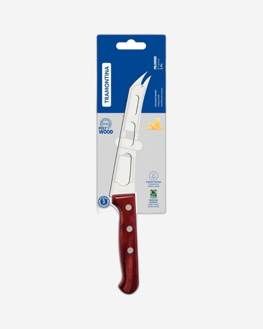 Tramontina Polywood 6" Cheese knife With Stainless-Steel Blade and Red Treated Wood Handle