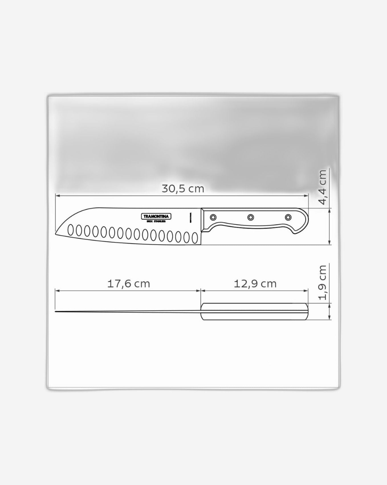 Tramontina 7" Santoku Knife with Stainless-Steel Blade and Treated Red Polywood Handle