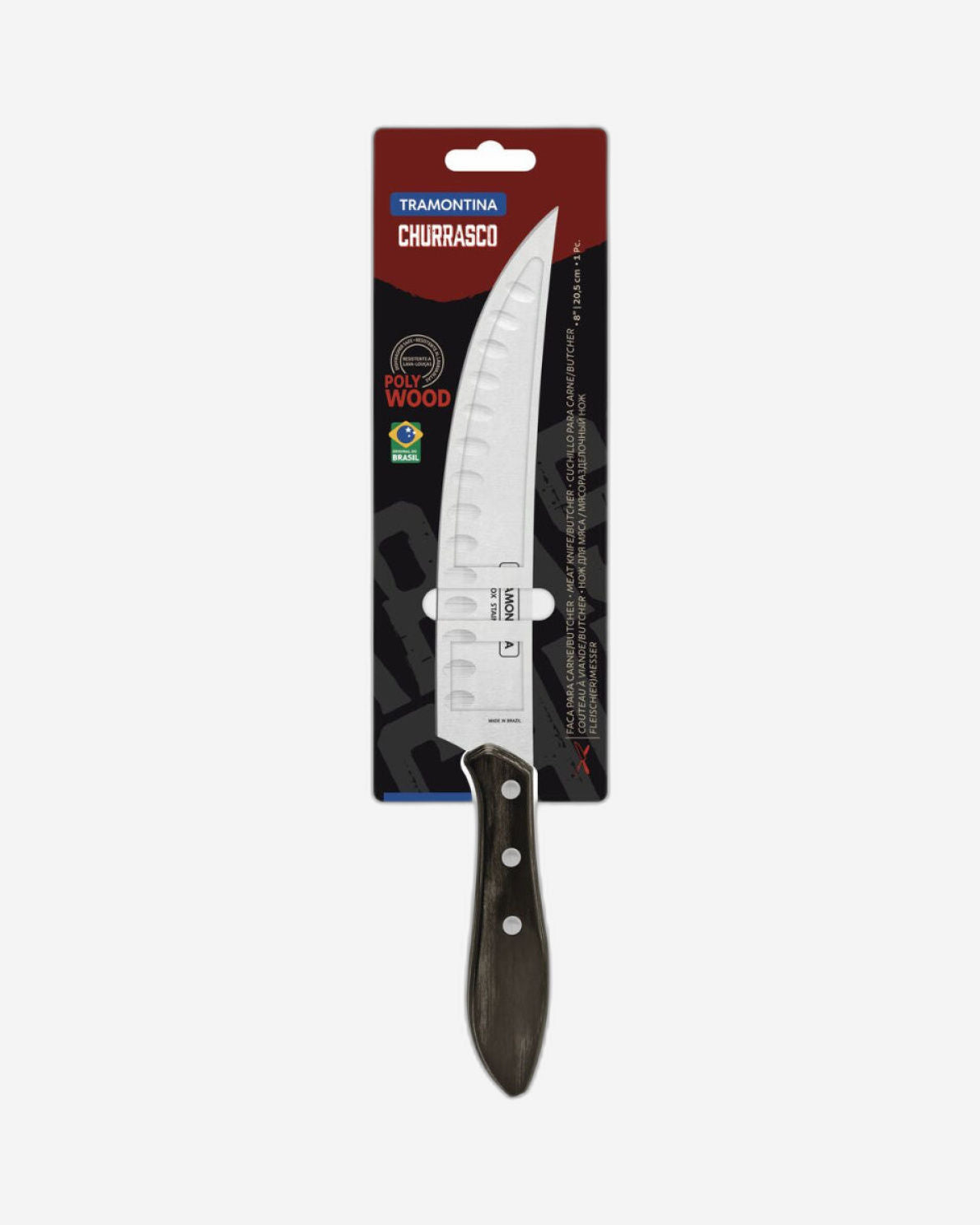 Tramontina 8" Butcher Meat Knife with Stainless Steel Blade and Treated Brown Polywood Handle