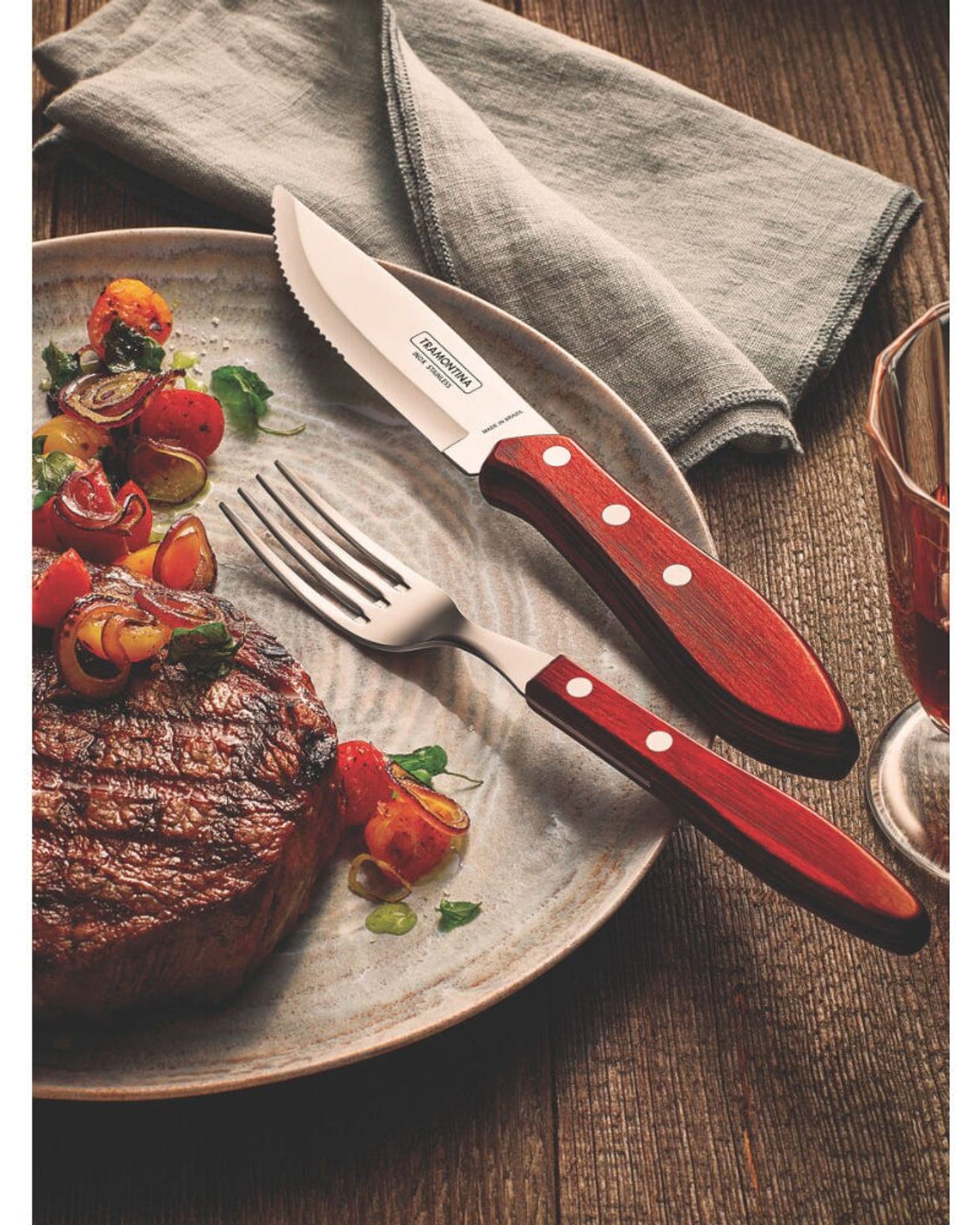 Tramontina Churrasco Jumbo Fork with Stainless-Steel Tines and Treated Red Polywood Handle