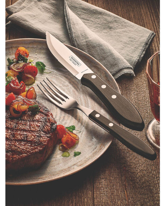 Tramontina Churrasco Jumbo Fork with Stainless-Steel Tines and Treated Brown Polywood Handle
