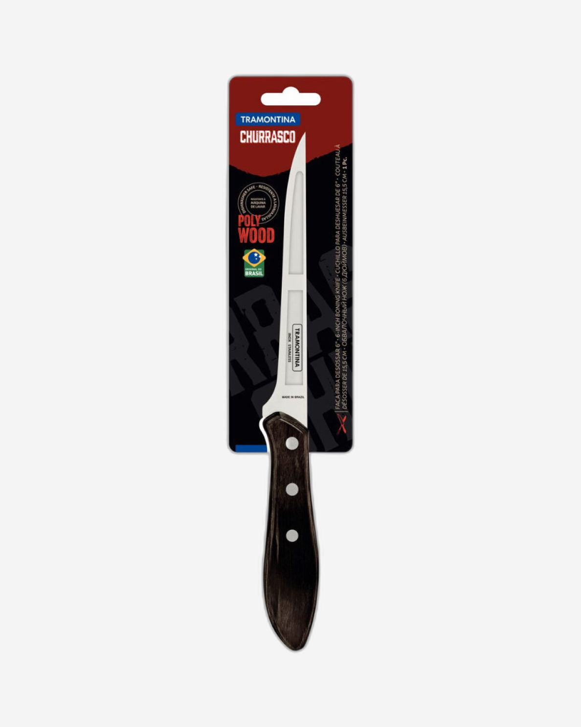 Tramontina Boning Knife with Stainless-Steel Blade and Treated Brown Polywood Handle 6"