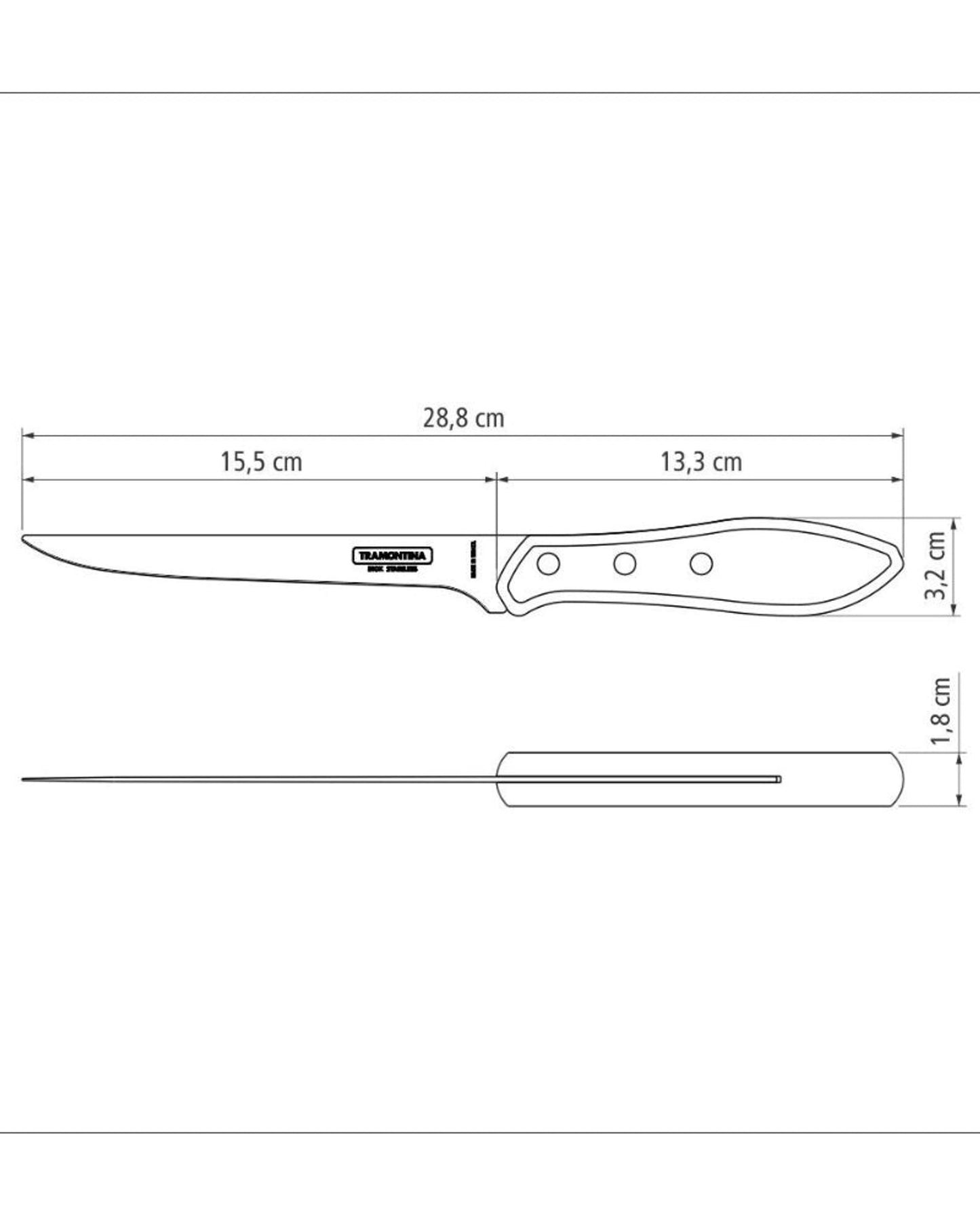 Tramontina Boning Knife with Stainless-Steel Blade and Treated Brown Polywood Handle 6"
