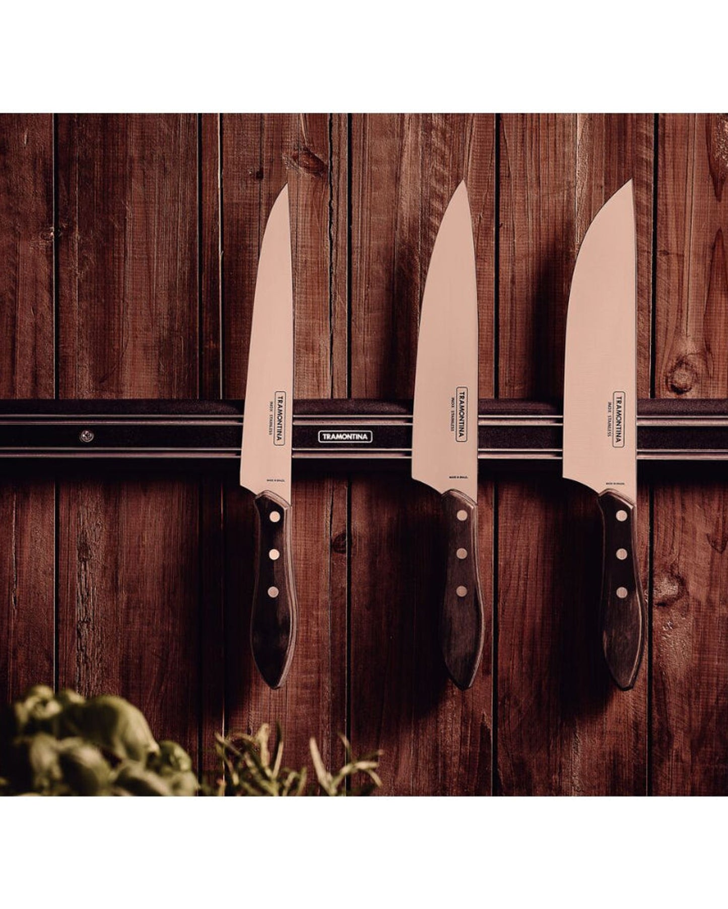 Tramontina Meat Knife with Stainless-Steel Blade and Treated Brown Polywood Handle 8"