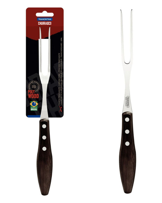 Tramontina Churrasco Carving Fork with Stainless-Steel Blade and Treated Red Polywood Handle