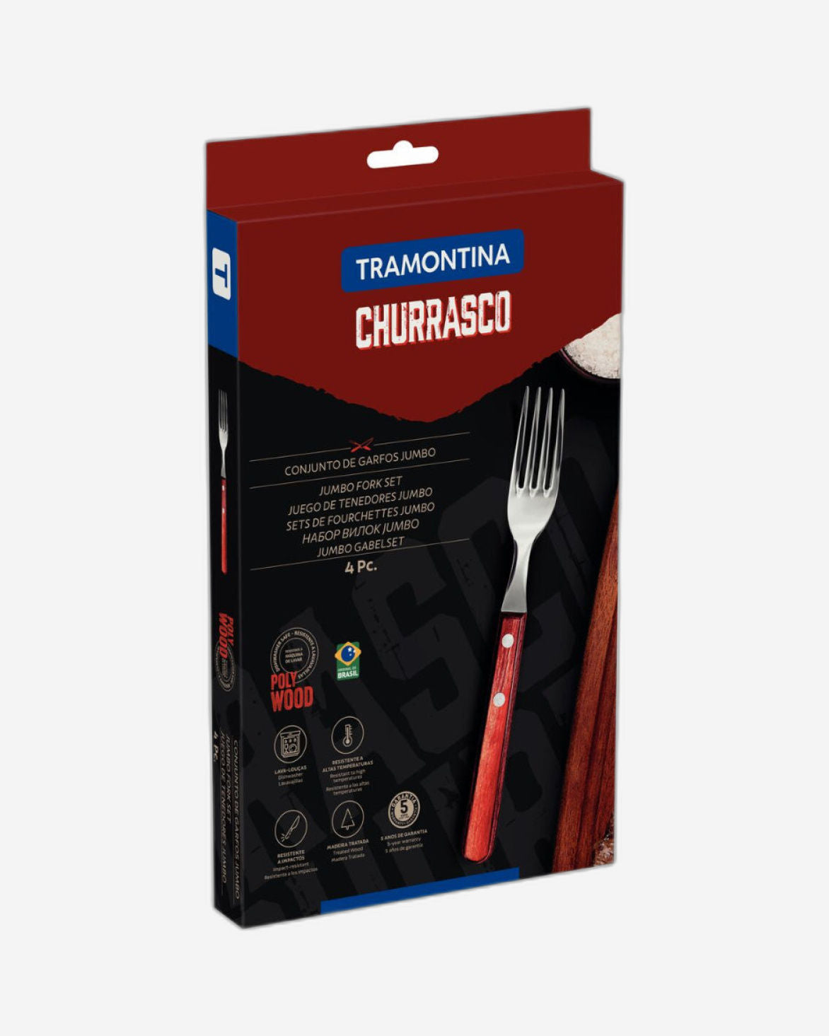 Tramontina Jumbo Steak Fork Set 4Pc Red