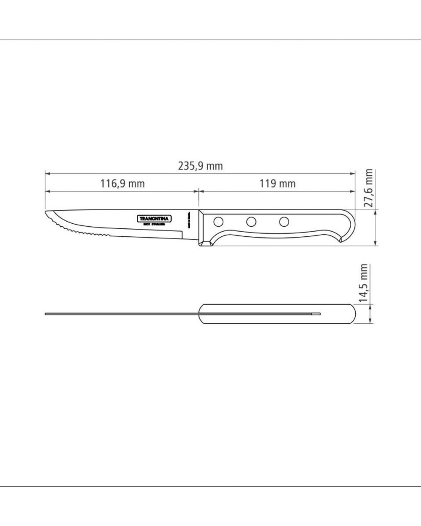 Tramontina Jumbo Steak Knife 5Inch Brown