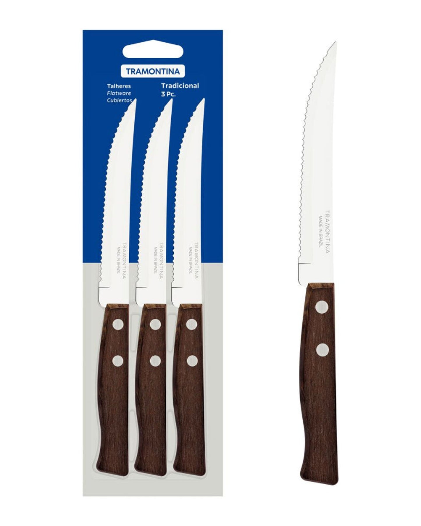 Tramontina Tradicional Steak and Fruit Knife Set 3Pc