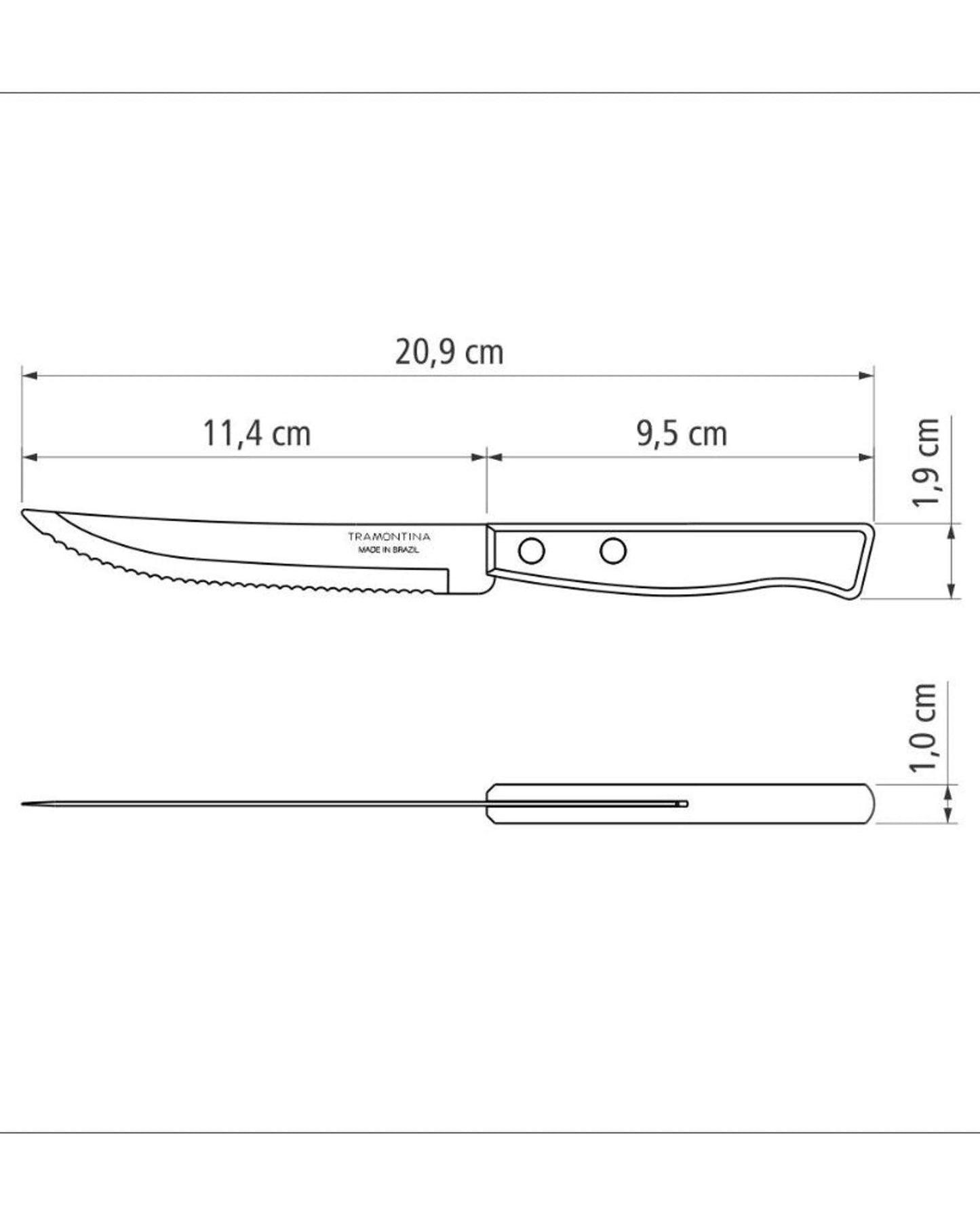 Tramontina Tradicional Steak and Fruit Knife Set 3Pc
