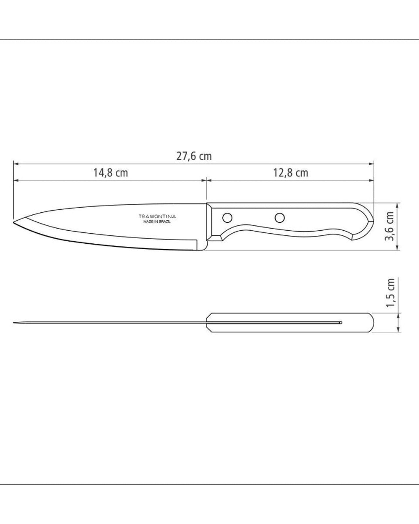 Tramontina Dynamic 6" Chef's Knife with Stainless-Steel Blade and Natural Wood Handle