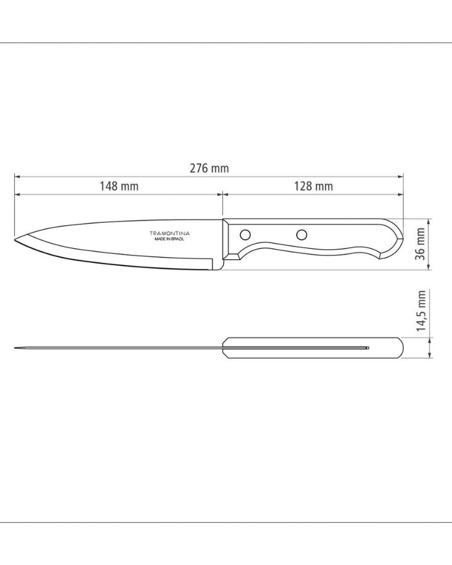 Tramontina Dynamic 6" Chef's Knife with Stainless-Steel Blade and Natural Wood Handle