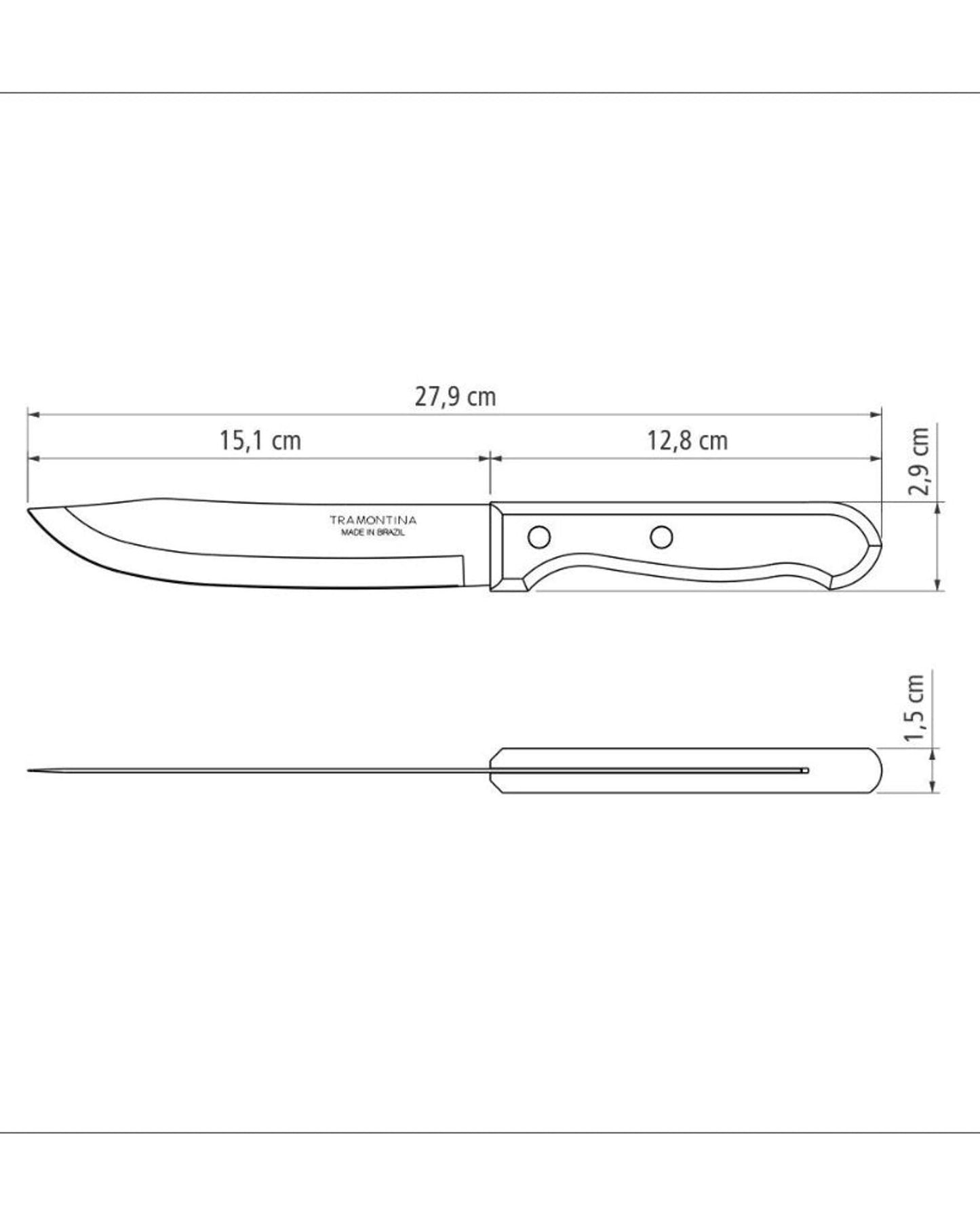Tramontina Dynamic 6" Kitchen Knife with Stainless-Steel Blade and Natural Wood Handle