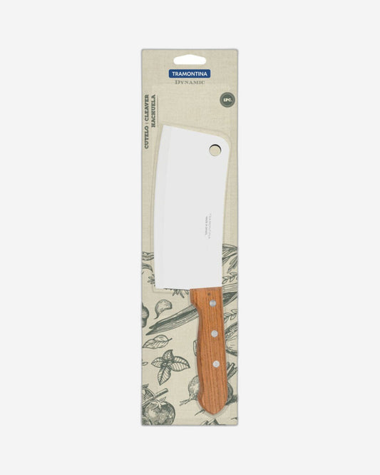 Tramontina Dynamic 7" Cleaver with Stainless-Steel Blade and Natural Wood Handle