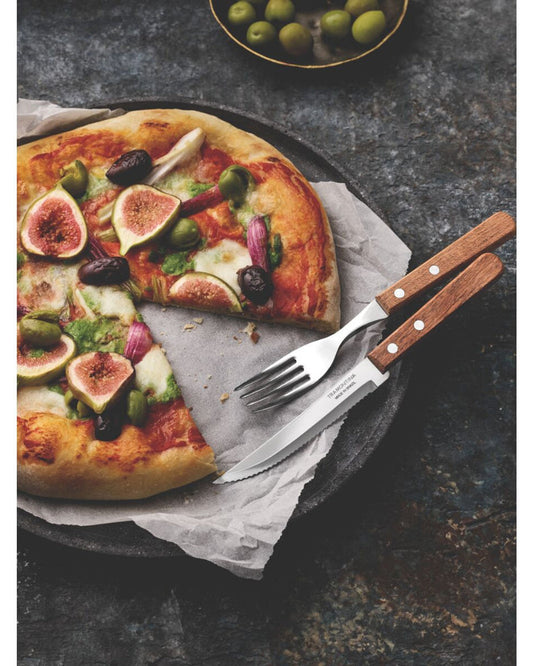 Tramontina Churrasco 12-Piece Flatware Set with Stainless-Steel Blades and Natural Wood Handles