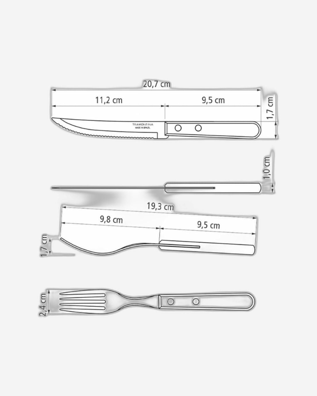 Tramontina Churrasco 12-Piece Flatware Set with Stainless-Steel Blades and Natural Wood Handles
