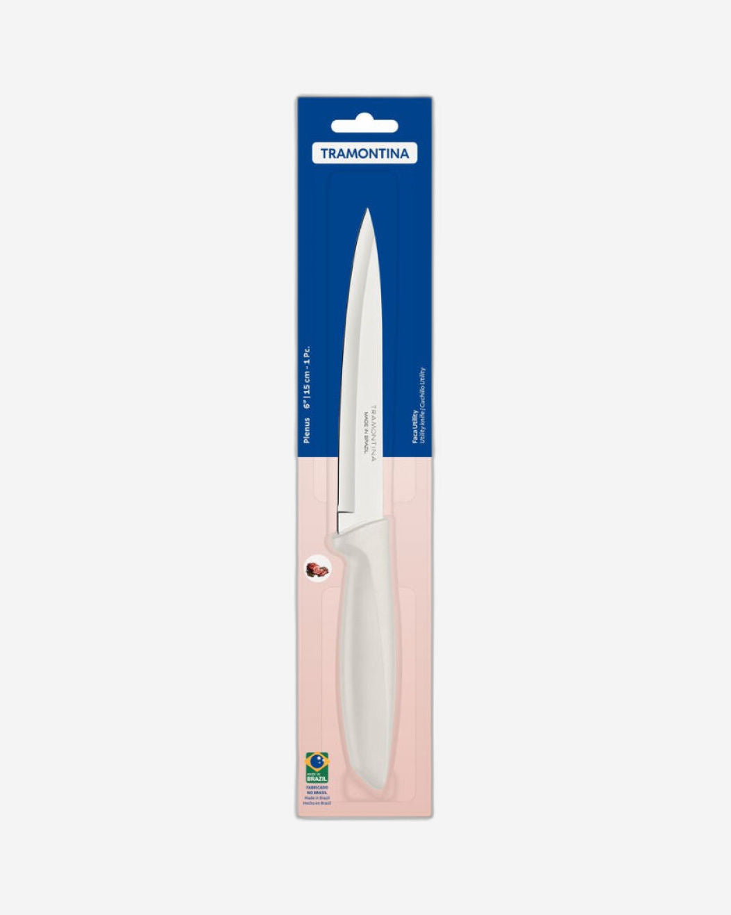 Tramontina Plenus Utility Knife with Stainless-Steel Blade and Off White Polypropylene Handle 6"