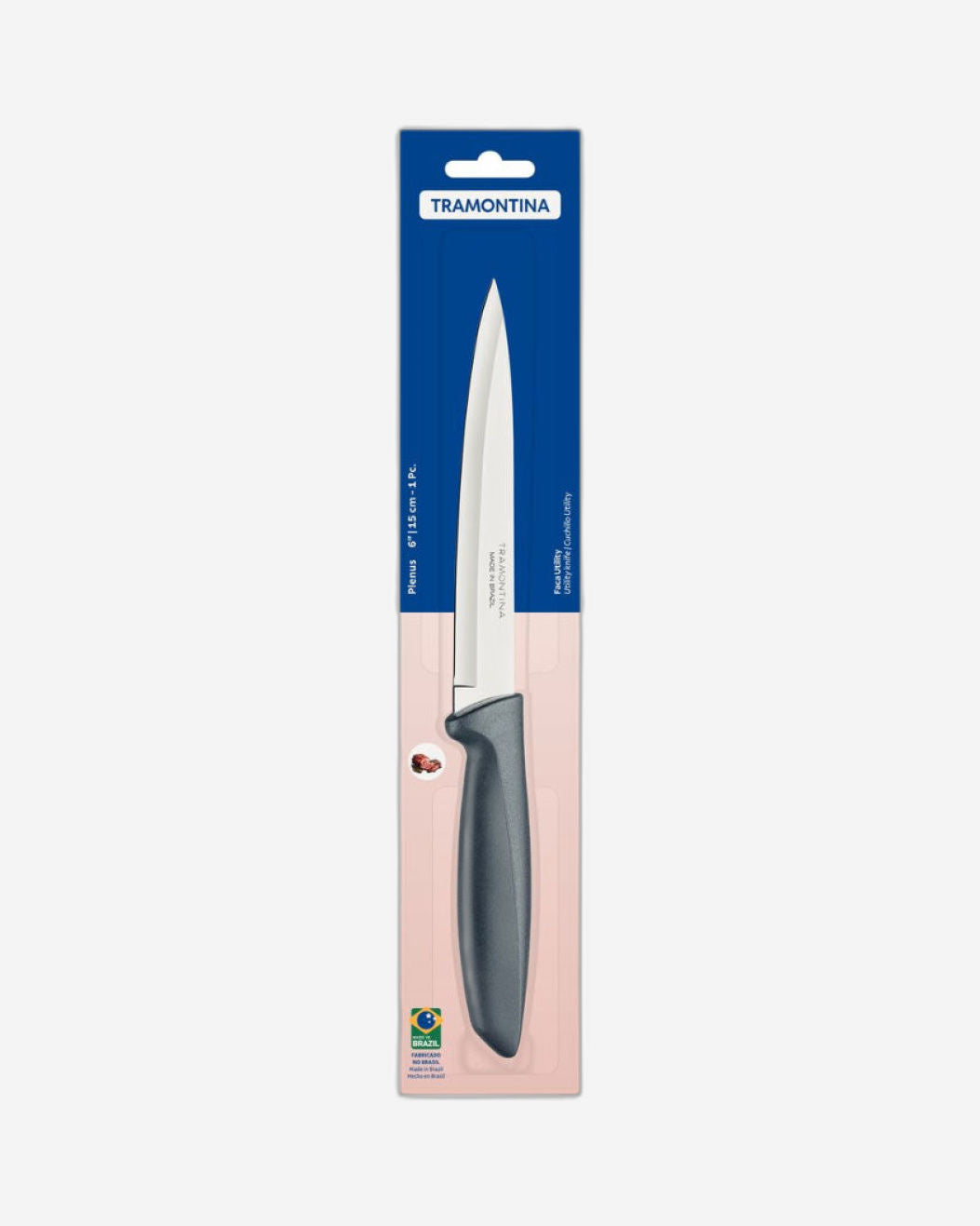 Tramontina Plenus Utility Knife with Stainless-Steel Blade and Grey Polypropylene Handle 6"