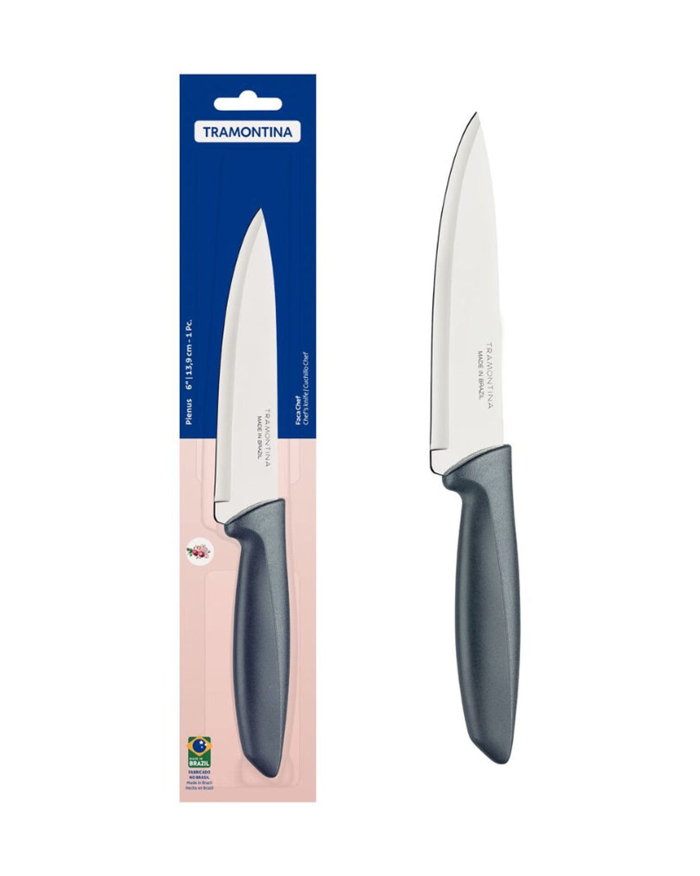 Tramontina Plenus Chef's Knife with Stainless-Steel Blade and Grey Polypropylene Handle 6"