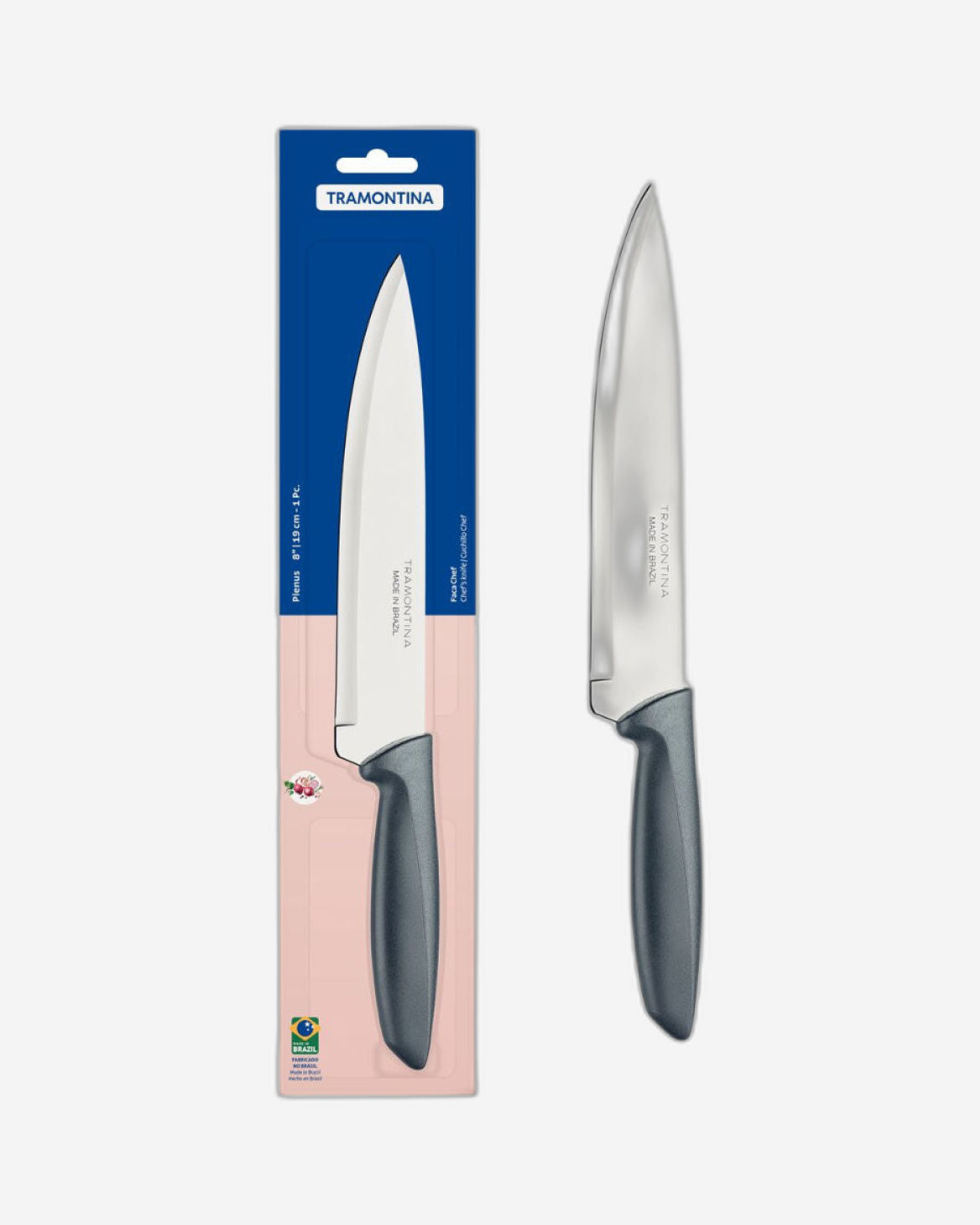 Tramontina Plenus Chef's Knife with Stainless-Steel Blade and Grey Polypropylene Handle 8"