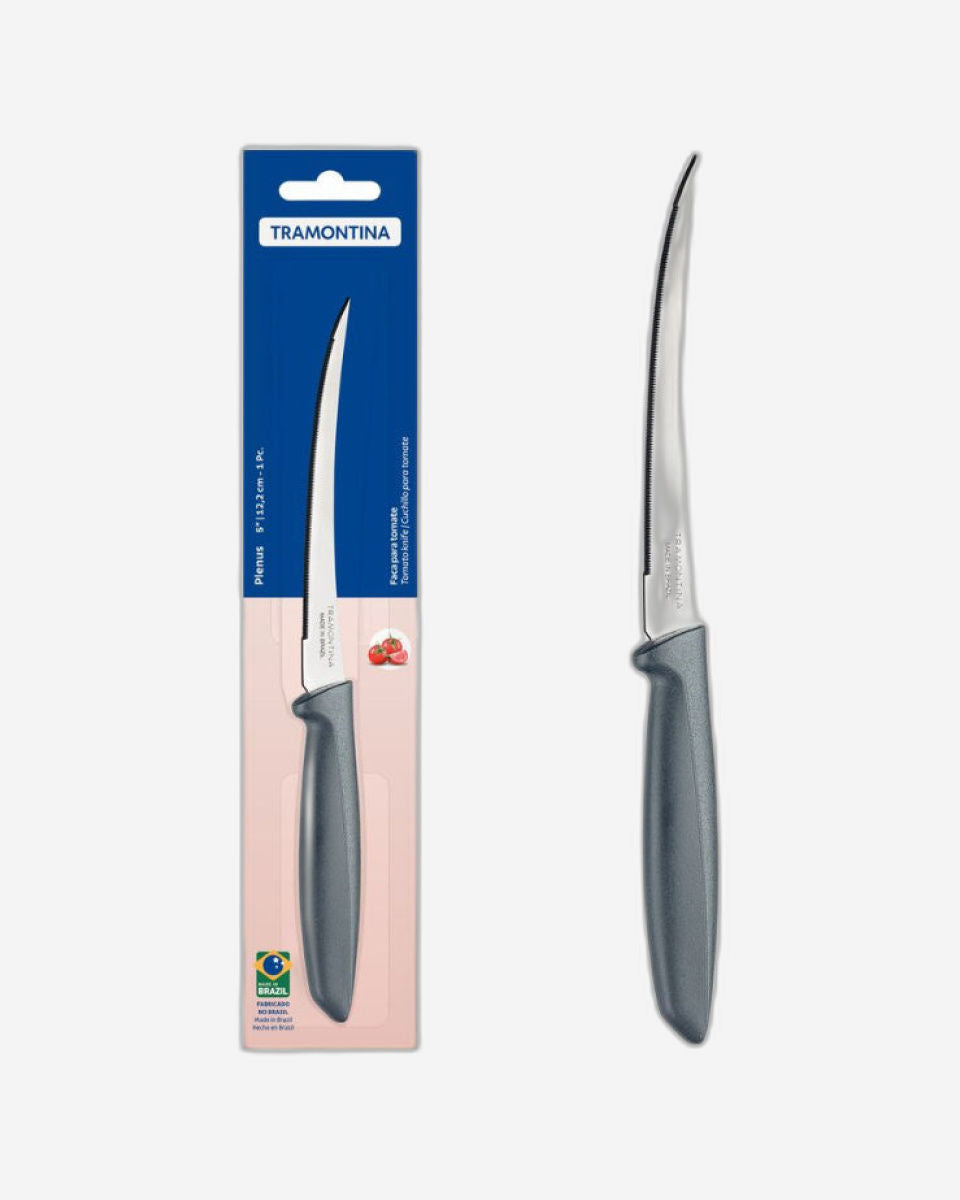 Tramontina Plenus Tomato Knife with Stainless-Steel Blade and Grey Polypropylene Handle 5"