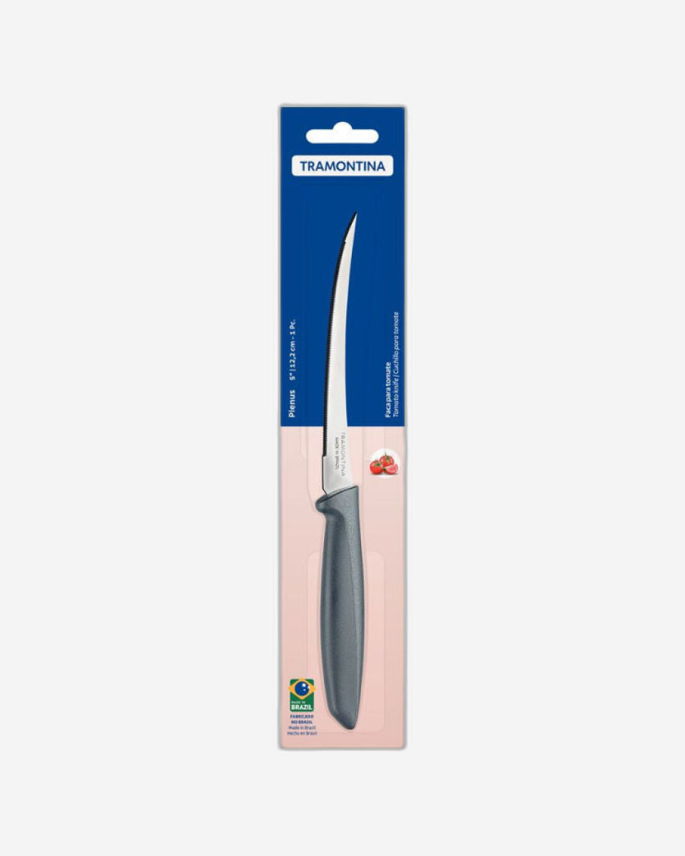 Tramontina Plenus Tomato Knife with Stainless-Steel Blade and Grey Polypropylene Handle 5"
